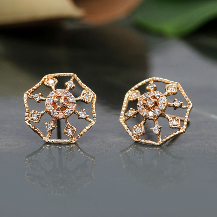 White Color American Diamond Rose Gold Stud Earrings (ADE150WHT)