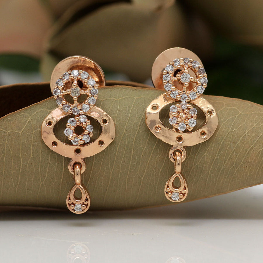 White Color American Diamond Earrings (ADE161WHT)