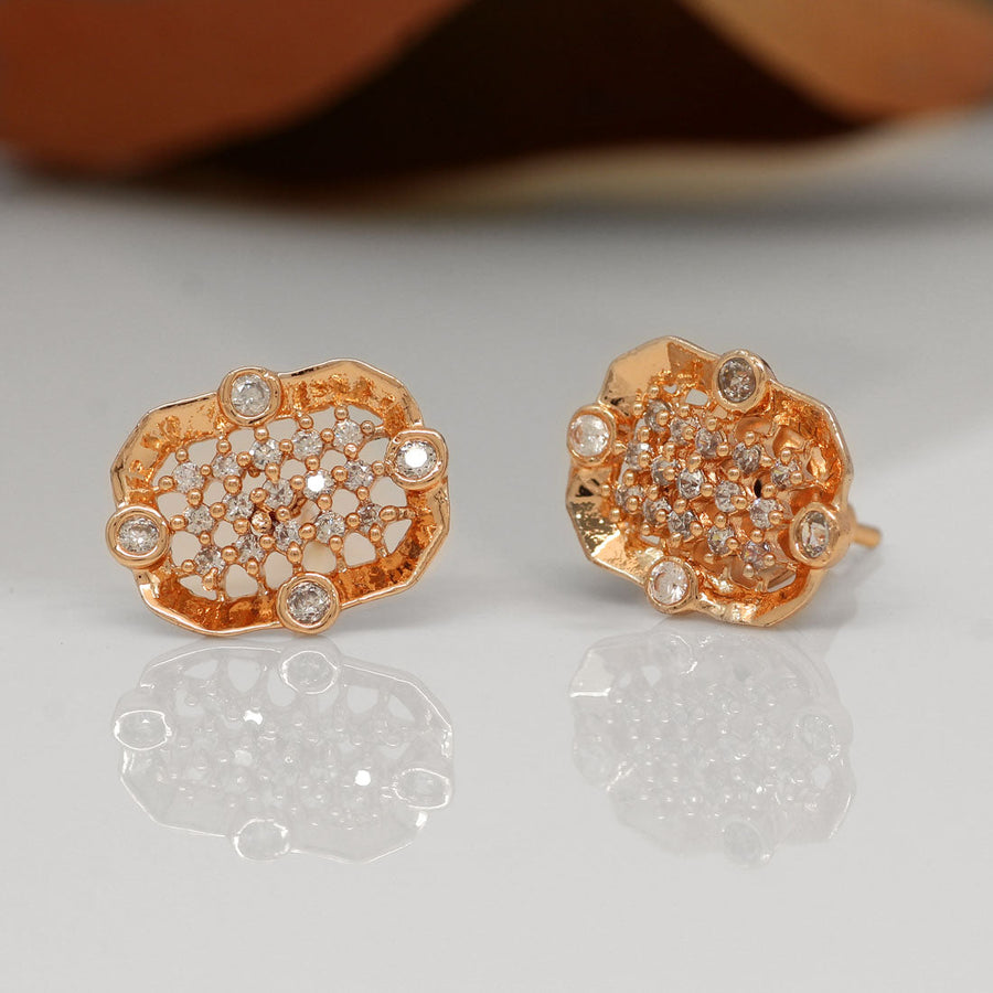 White Color American Diamond Stud Earrings (ADE162WHT)