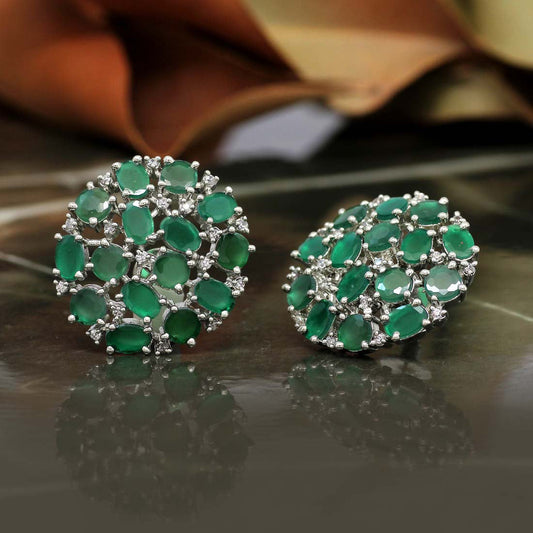 Green Color American Diamond Earrings (ADE183GRN)
