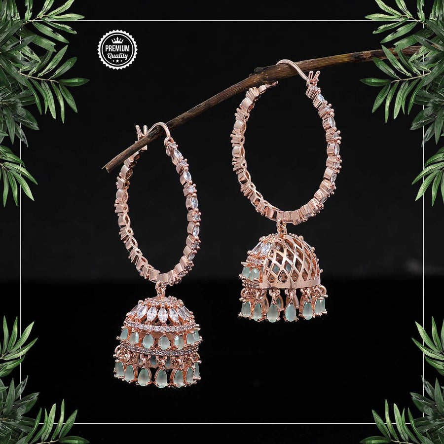 Pista Green Color American Diamond Earrings (ADE195PGRN)