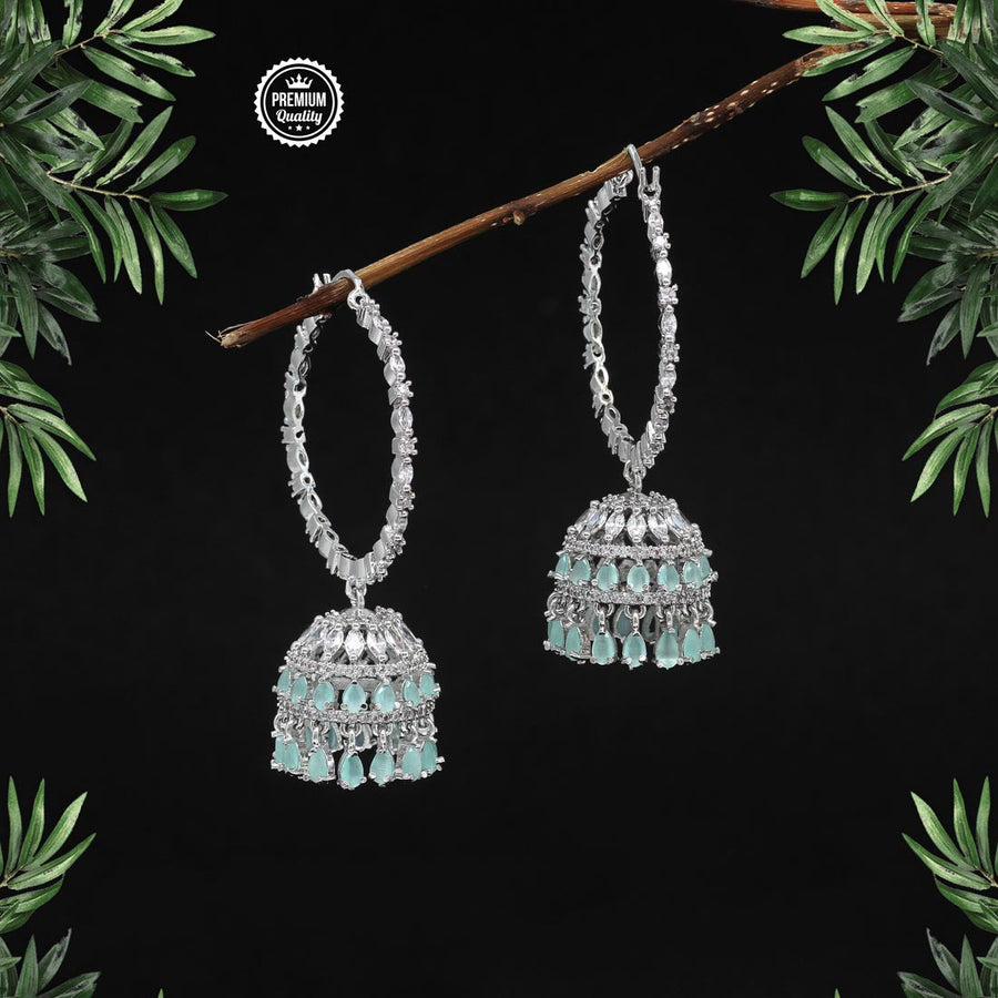 Pista Green Color American Diamond Earrings (ADE248PGRN)