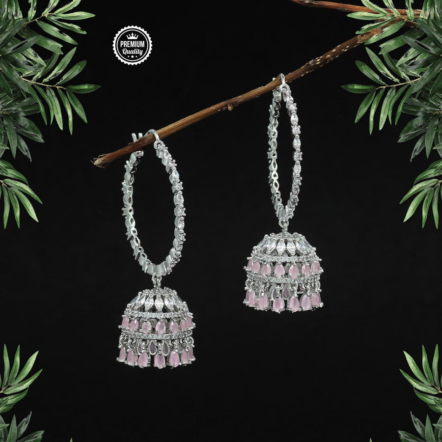 Pink Color American Diamond Earrings (ADE248PNK)