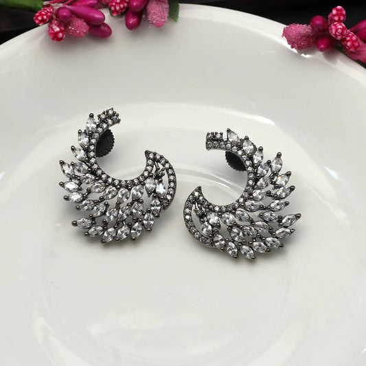 Black Color Premium American Diamond Earrings (ADE283BLK)