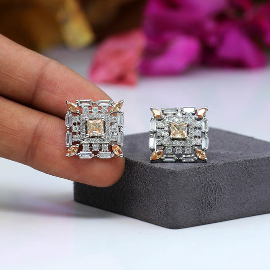 Gold Color American Diamond Earrings (ADE311GLD)