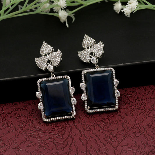 Navy Blue Color American Diamond Earrings (ADE396NBLU)