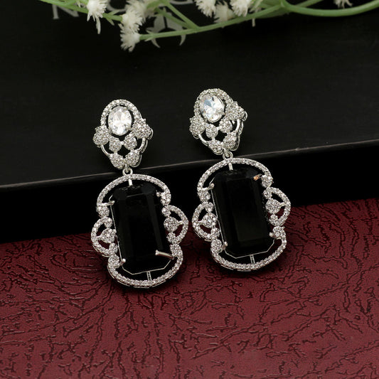 Black Color American Diamond Earrings (ADE402BLK)