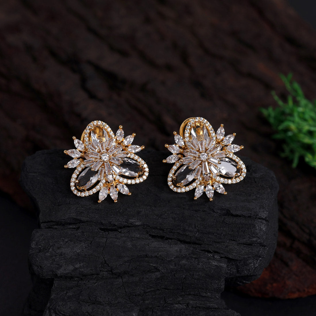 White Color American Diamond Stud Earrings (ADE421WHT)