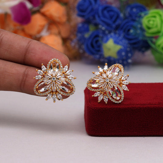 White Color American Diamond Stud Earrings (ADE421WHT)