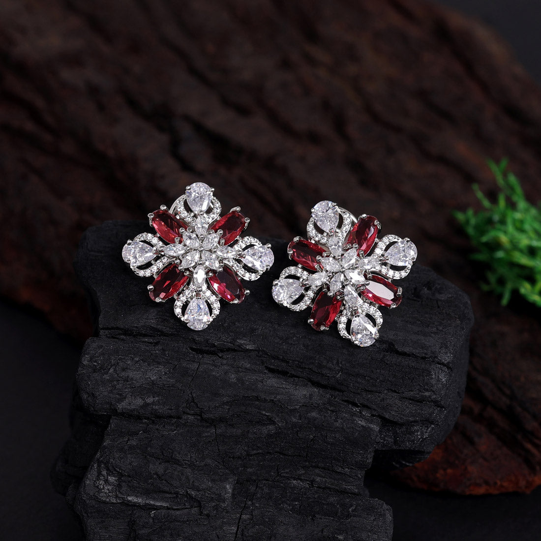 Rani Color American Diamond Stud Earrings (ADE429RNI)
