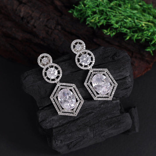 Silver Color American Diamond Earrings (ADE437SLV)