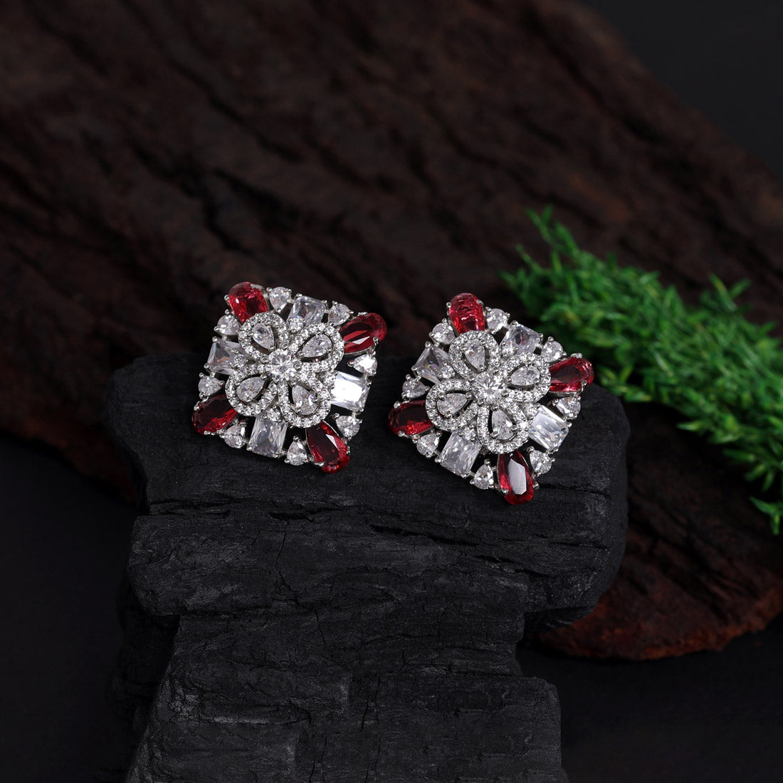 Rani Color American Diamond Stud Earrings (ADE442RNI)