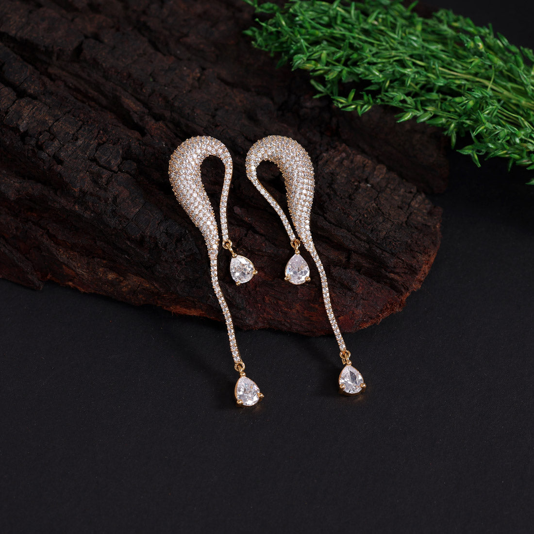 White Color American Diamond Earrings (ADE445WHT)