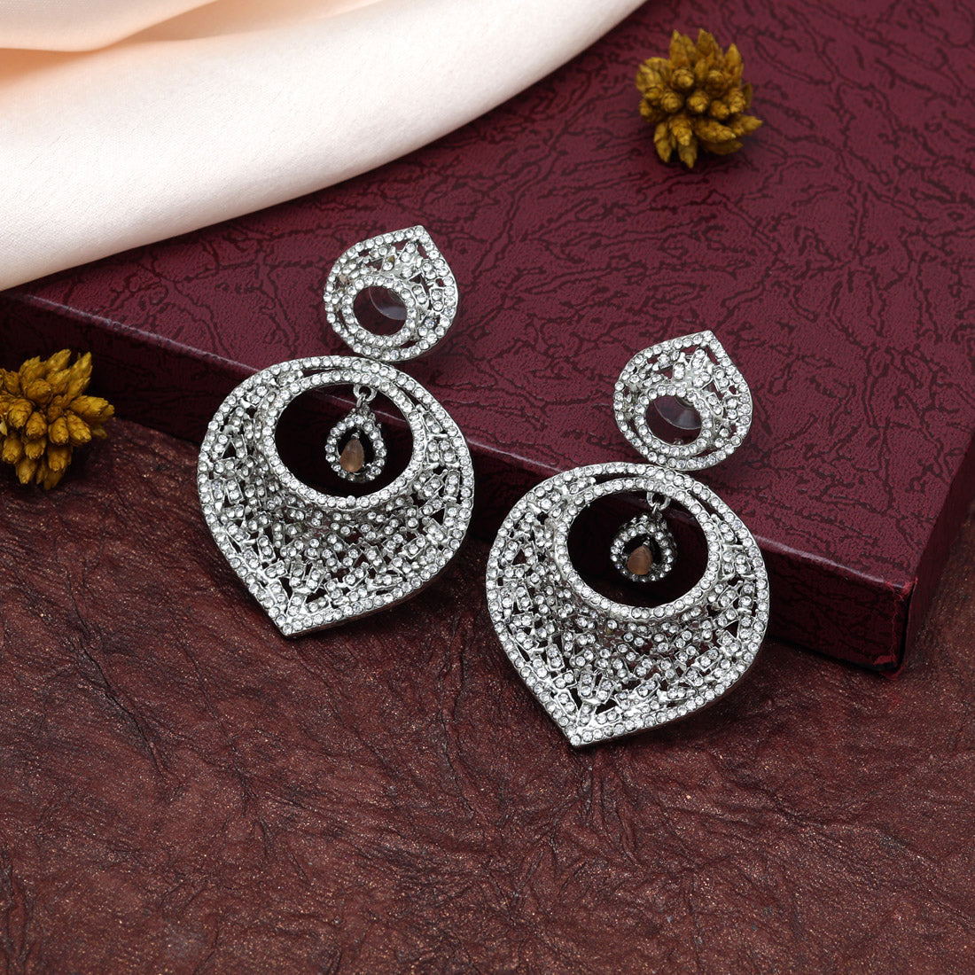 Peach Color Stone Earrings (ADE521PCH)