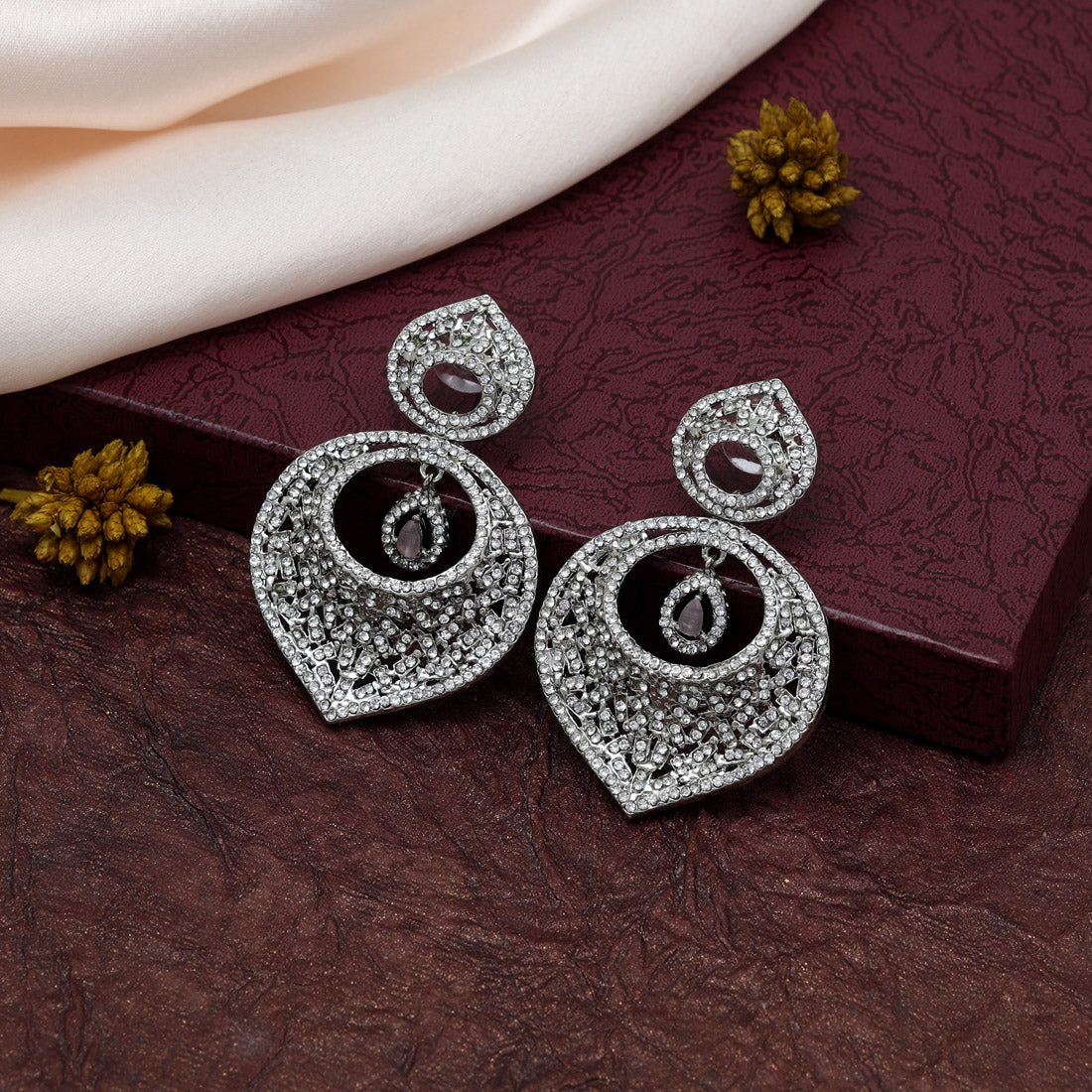 Pink Color Stone Earrings (ADE521PNK)