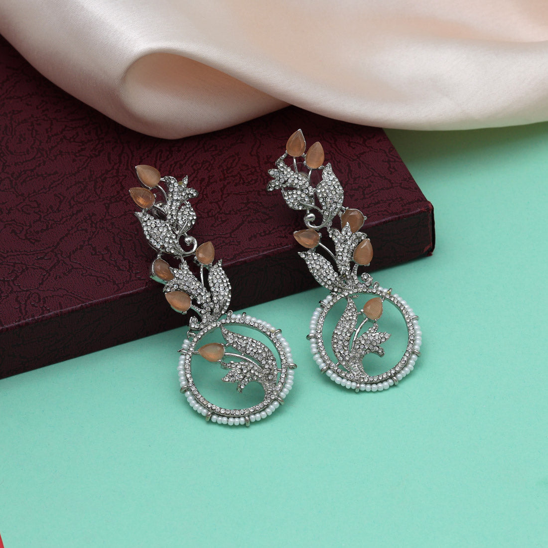 Peach Color Stone Earrings (ADE522PCH)