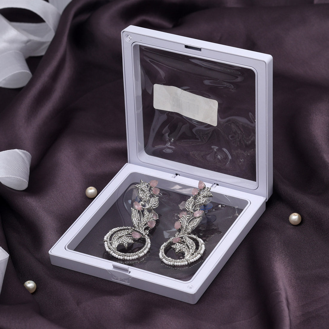 Pink Color Stone Earrings (ADE522PNK)