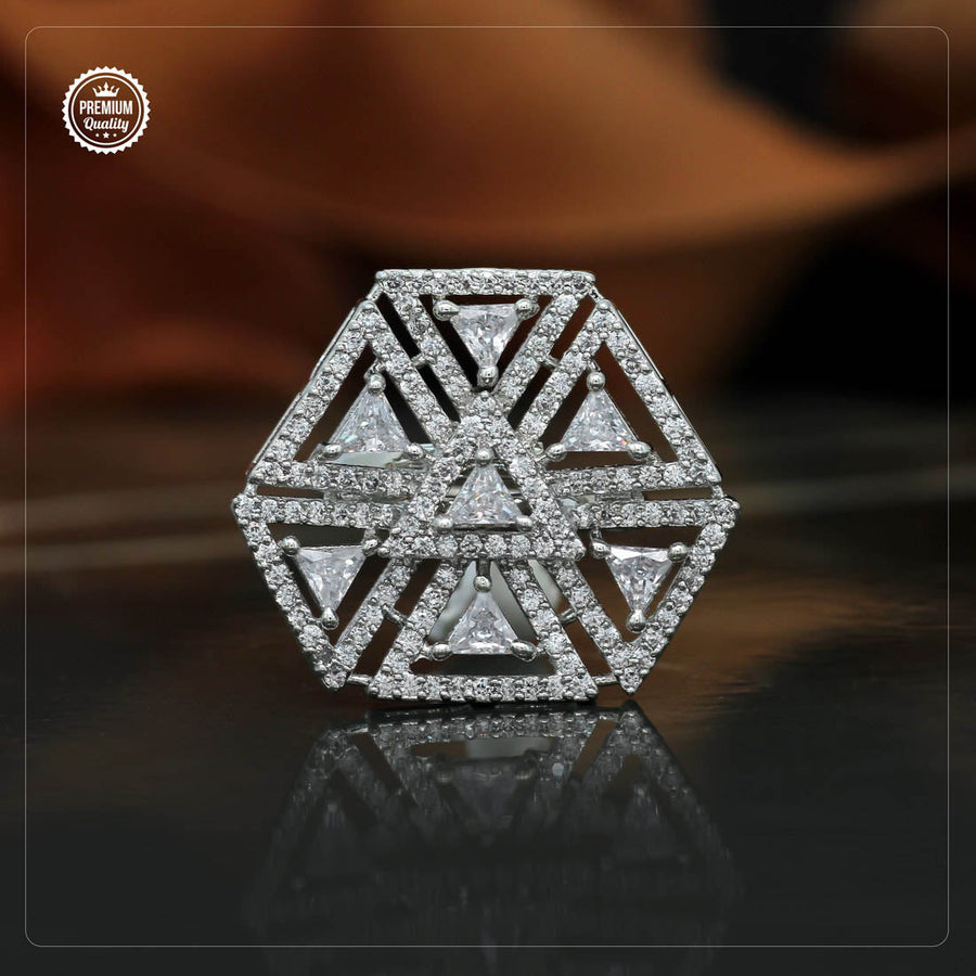 White Color American Diamond Finger Ring (ADR253WHT)