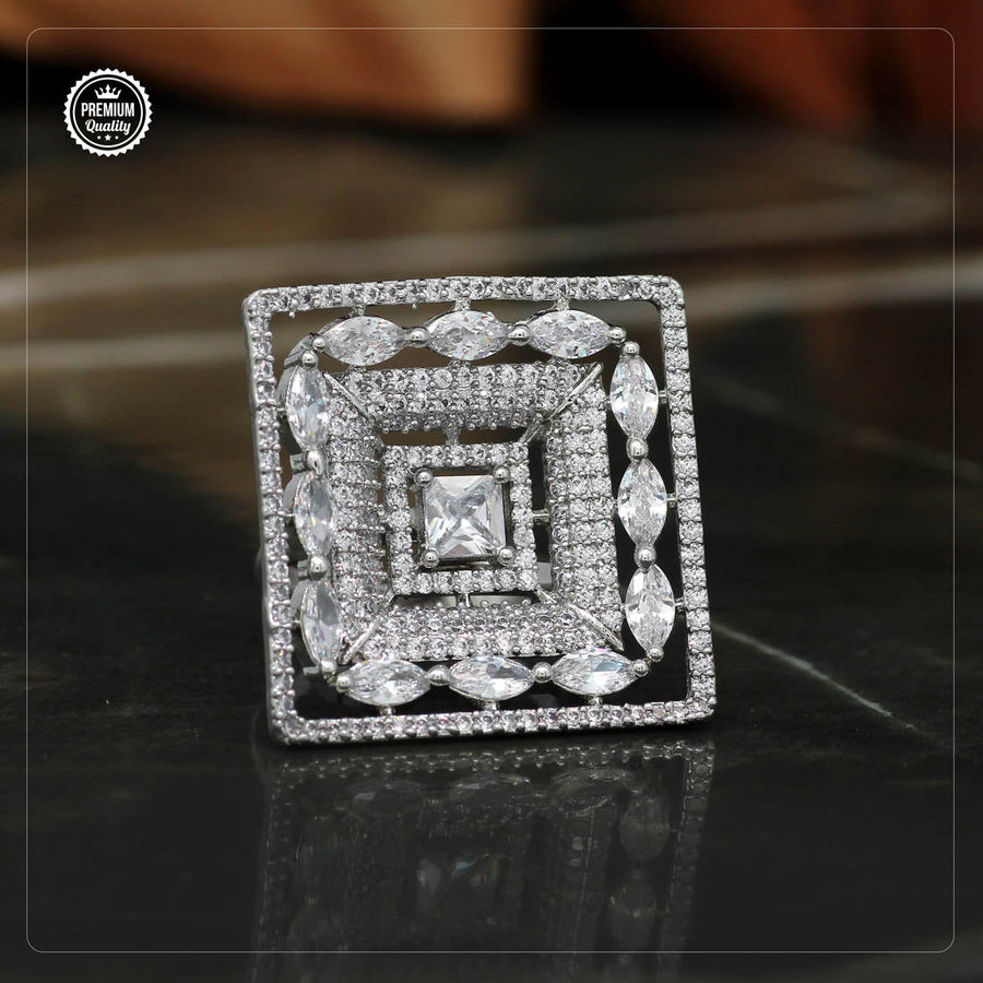White Color American Diamond Finger Ring (ADR281WHT)