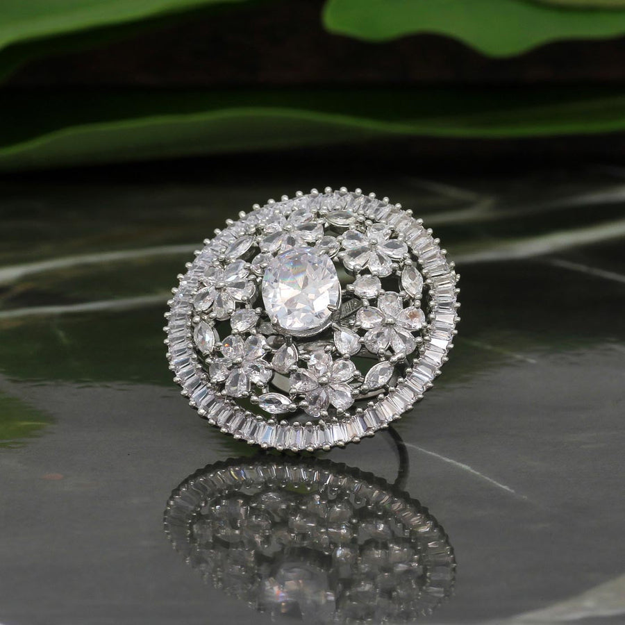White Color American Diamond Finger Ring (ADR310WHT)