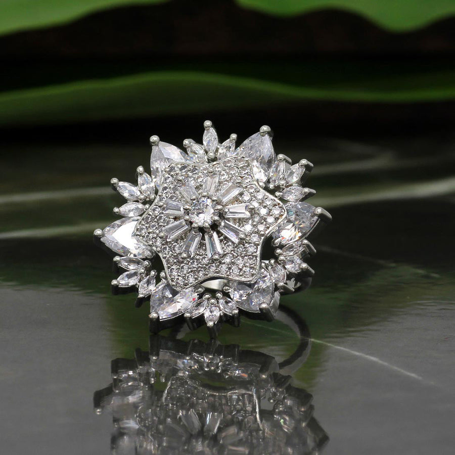 White Color American Diamond Finger Ring (ADR352WHT)