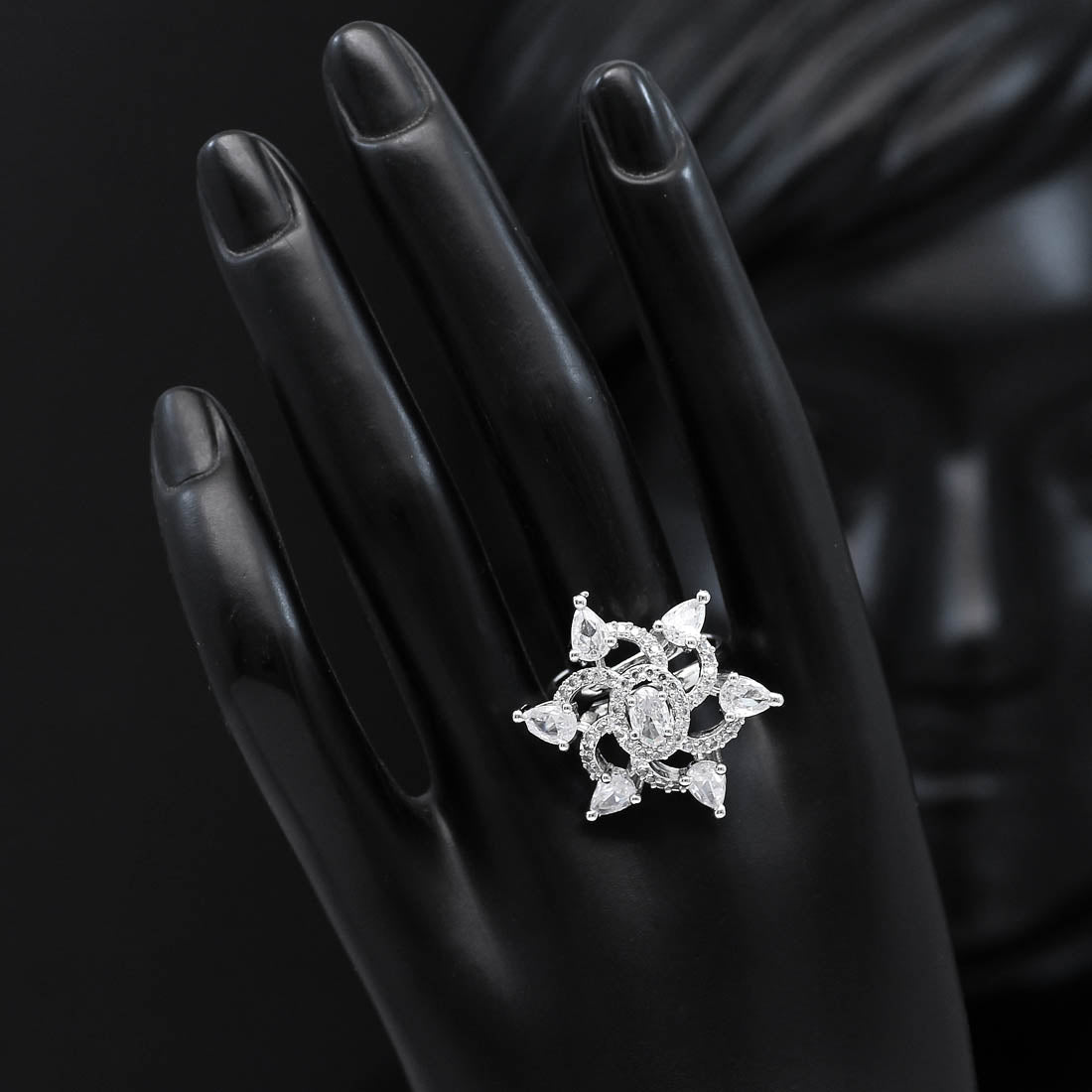 White Color American Diamond Finger Ring (ADR386WHT)