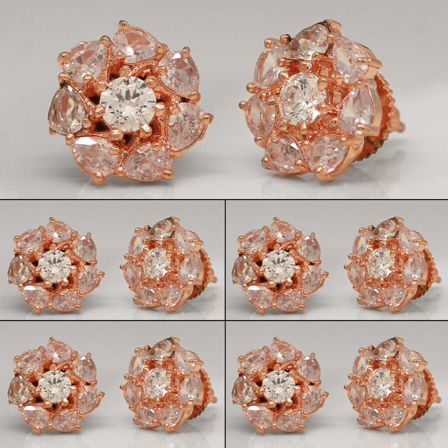 White Color Diamond American Stud Earrings Combo Of 5 Pairs (ADSE106CMB)