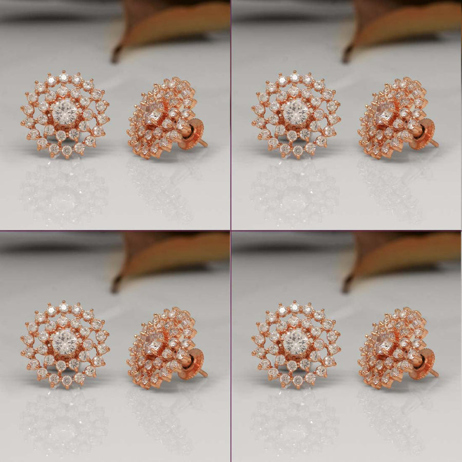White Color Diamond American Stud Earrings Combo Of 4 Pairs (ADSE126CMB)