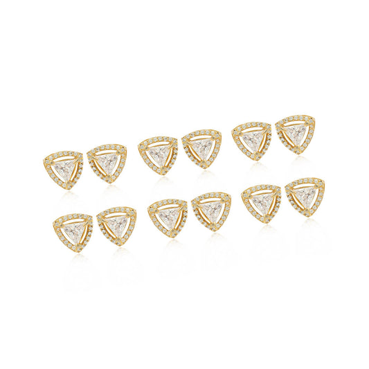 Gold Color American Diamond Stud Earrings Combo Of 6 Pairs (ADSE169CMB)