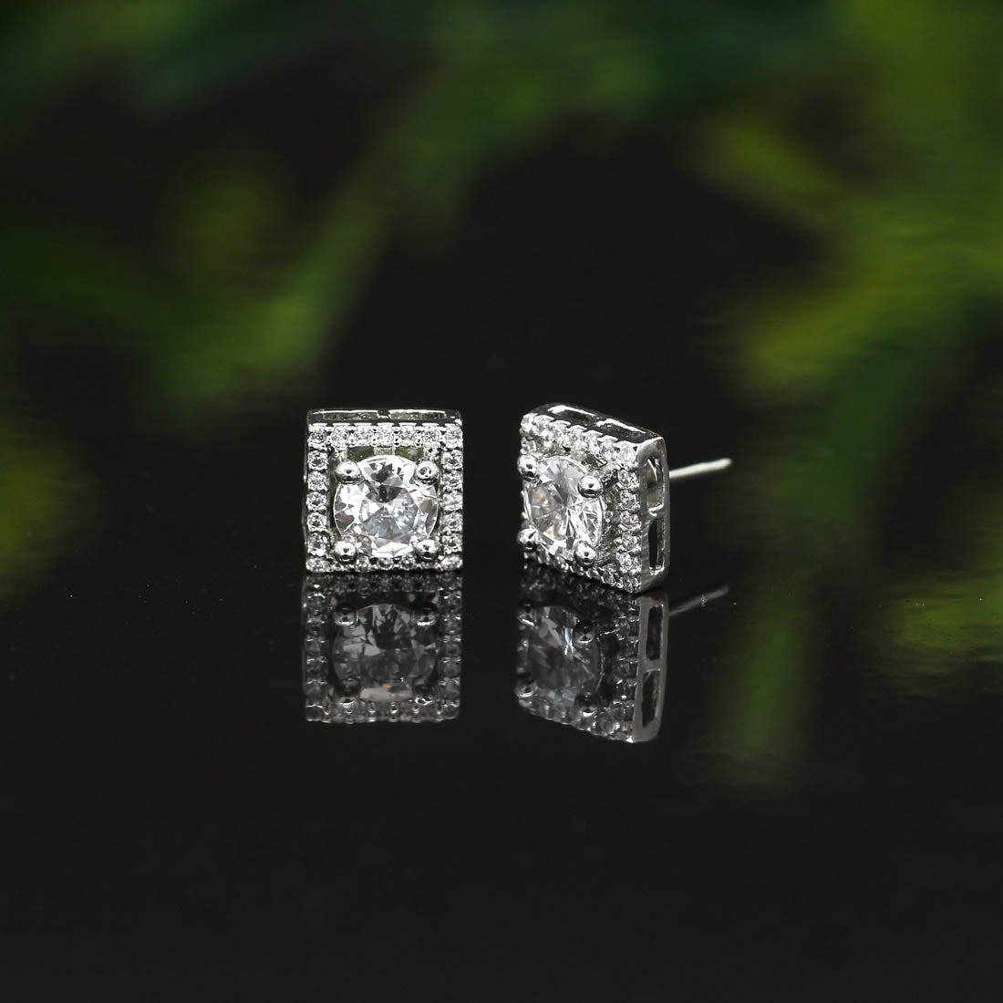 Silver Color American Diamond Stud Earrings Combo Of 6 Pairs (ADSE173CMB)