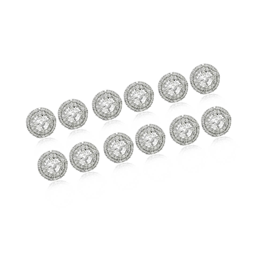 Silver Color American Diamond Stud Earrings Combo Of 6 Pairs (ADSE177CMB)
