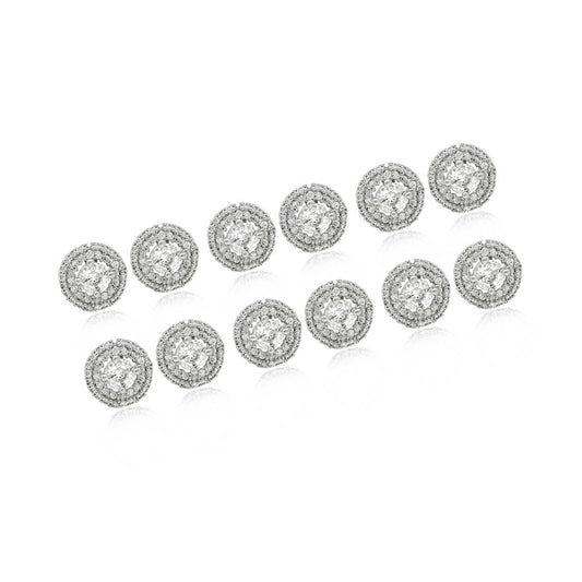 Silver Color American Diamond Stud Earrings Combo Of 6 Pairs (ADSE177CMB)