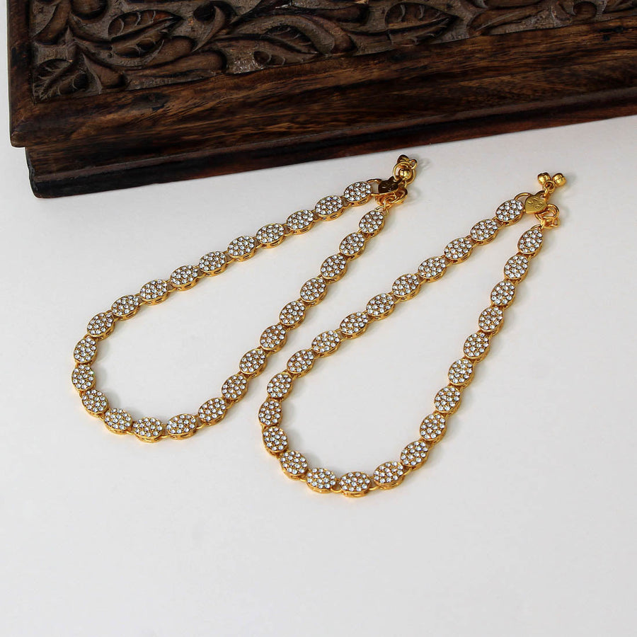 White Color Kundan Anklets (ANK128WHT)