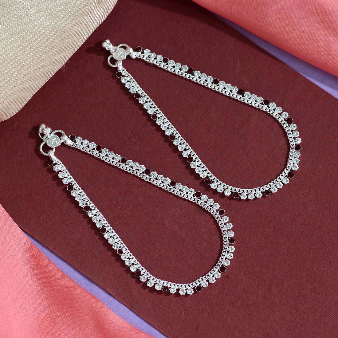 Red Color Rhinestone Anklets (ANK906RED)