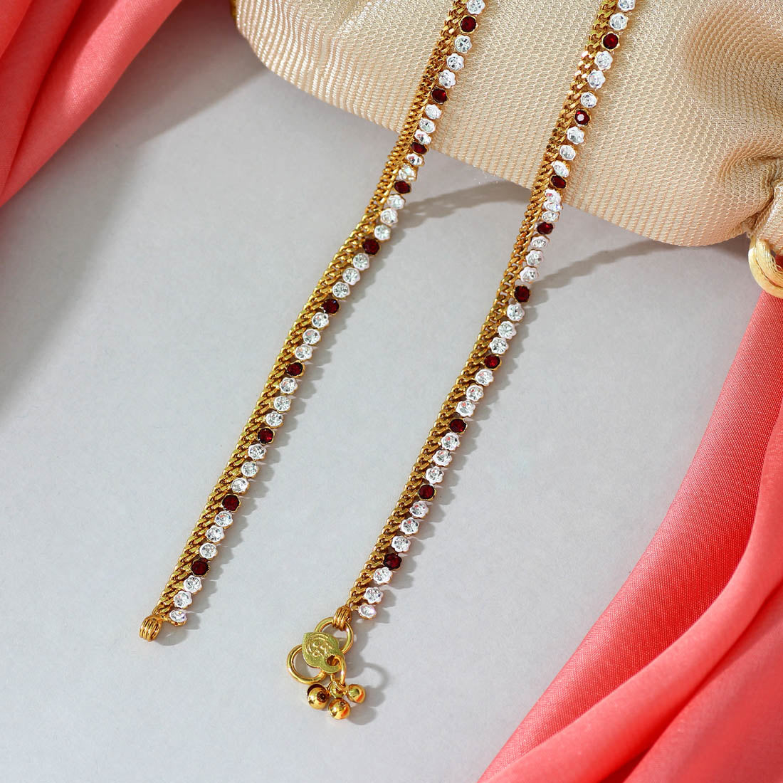 Maroon Color Rhinestone Anklets (ANK922MRN)