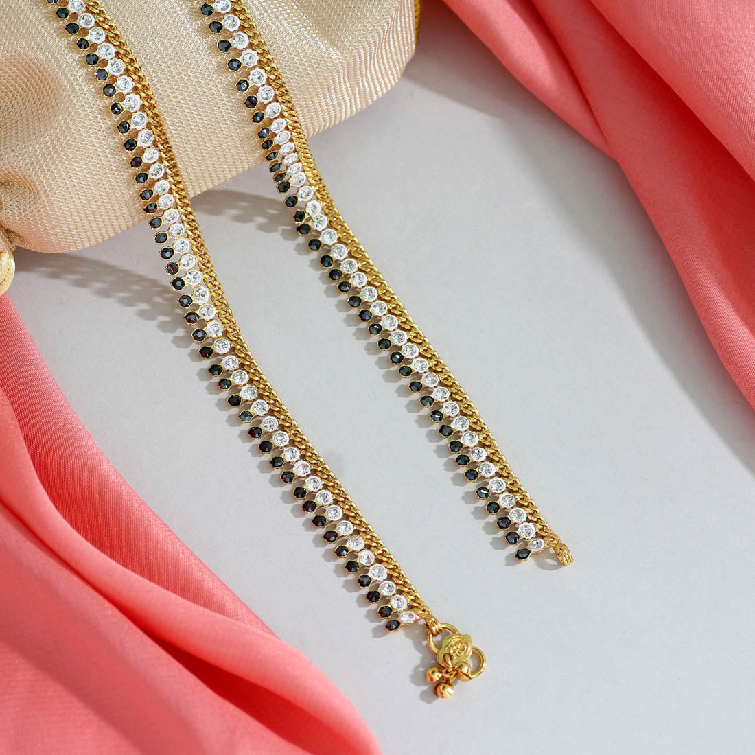 Black Color Rhinestone Anklets (ANK928BLK)