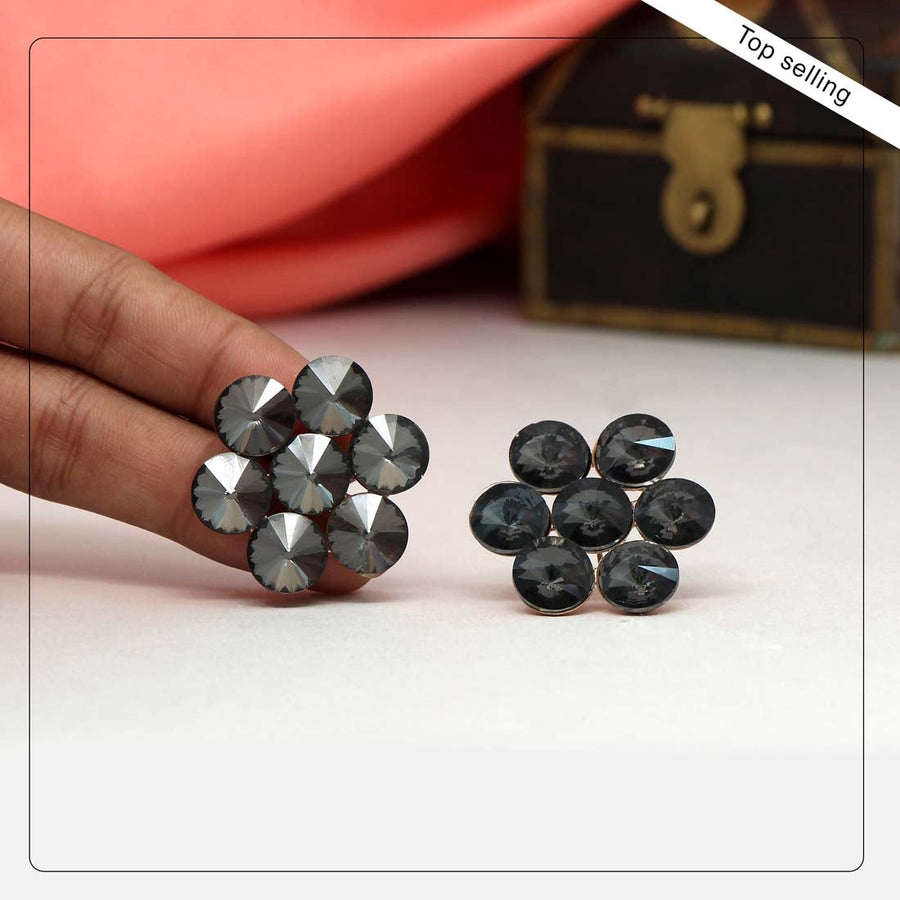 Black Color Rivoli Stone Earrings (ANTE1455BLK)