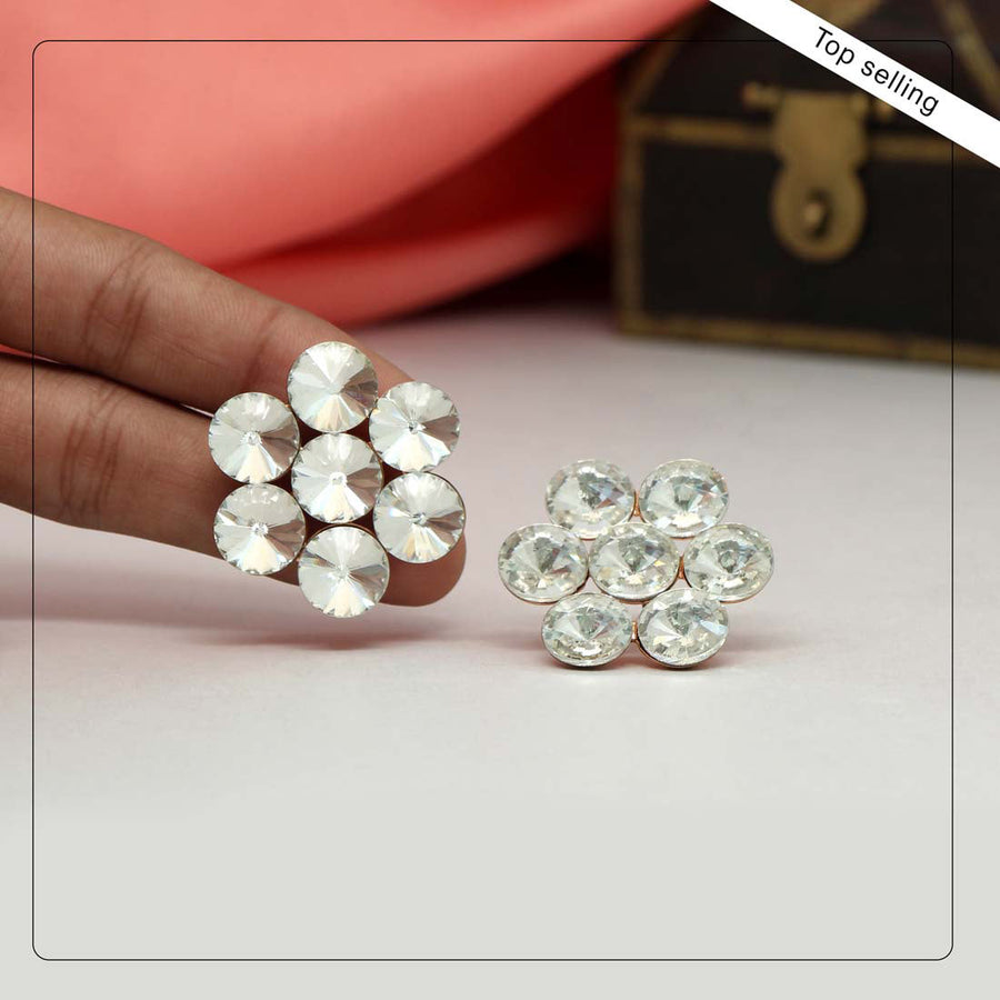 White Color Rivoli Stone Earrings (ANTE1455WHT)