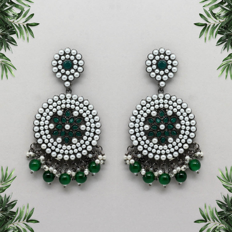 Green Color Antique Earrings (ANTE1461GRN)