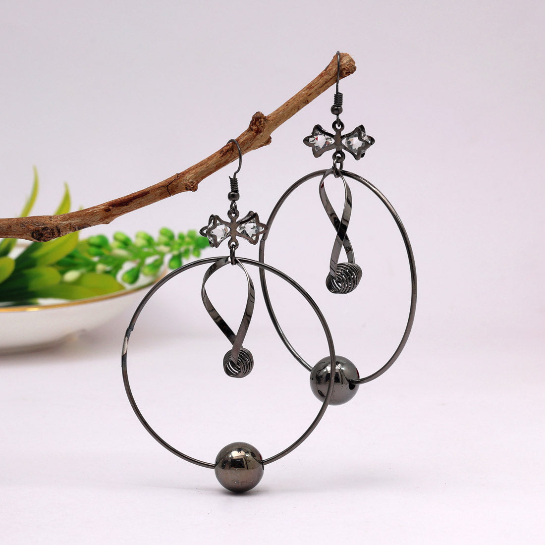 Black Color Fashion Earrings (ANTE1713BLK)