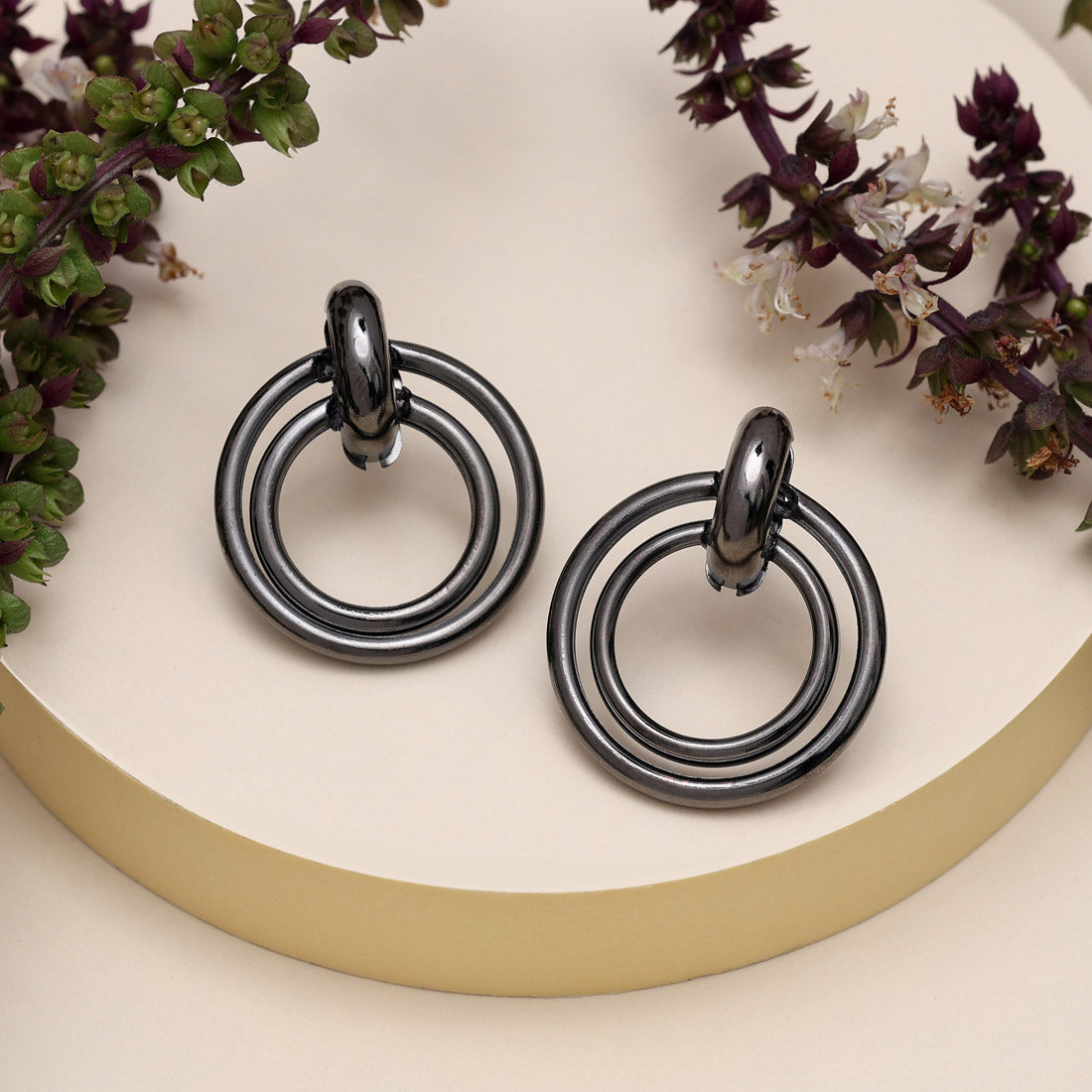 Black Color Fashion Earrings (ANTE1725BLK)