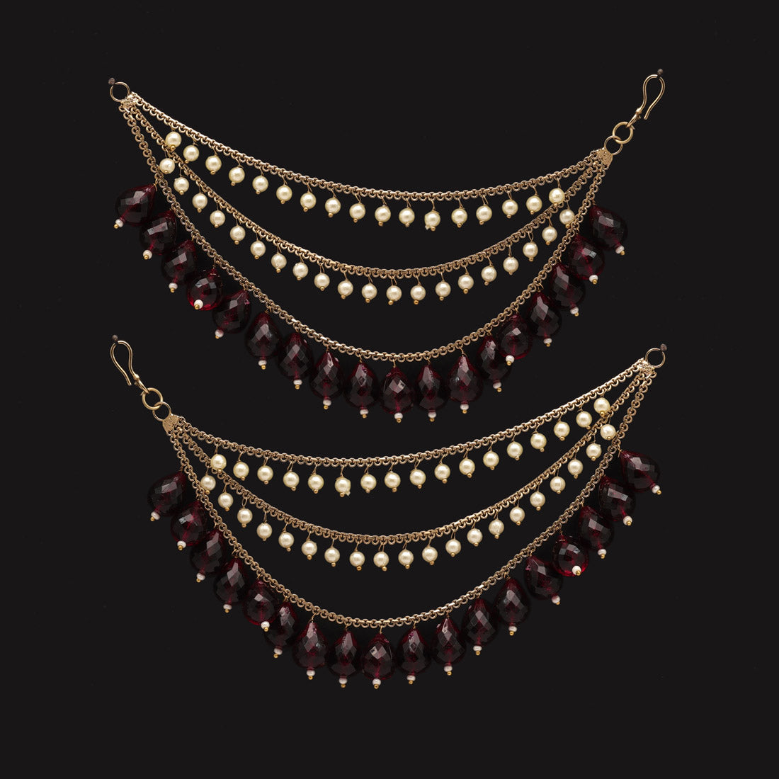 Maroon Color Antique Earrings Chain (ANTE1748MRN)