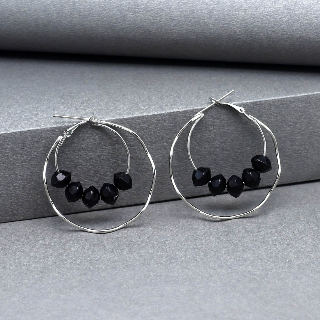 Black Color Beads Antique Earrings Combo Of 6 Pairs (ANTE475CMB)