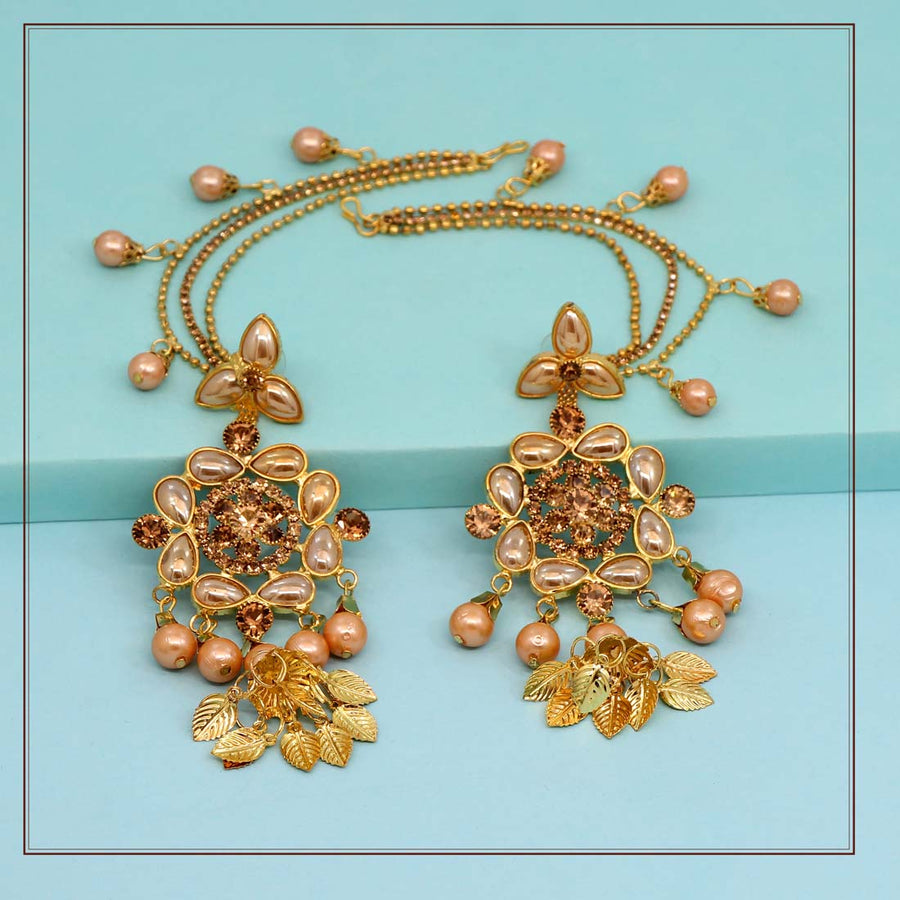 Gold Color Rhinestone Bahubali Earnings (BBLE353GLD)