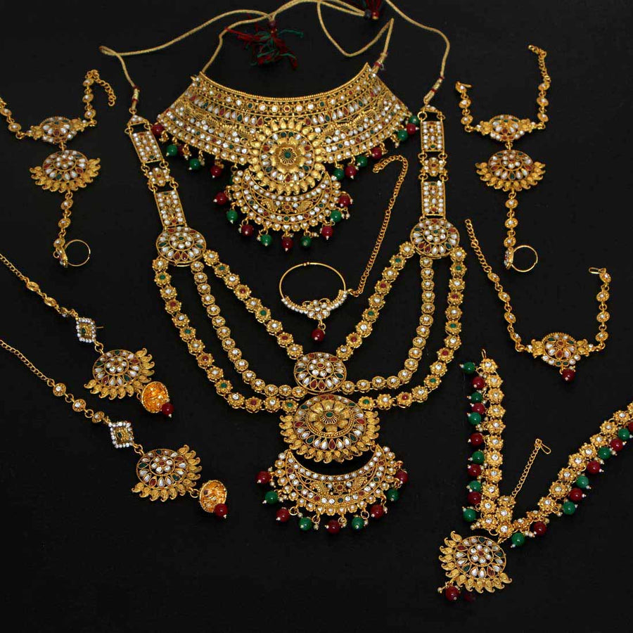 Maroon & Green Color Kundan Dulhan Set (BDL155MG)