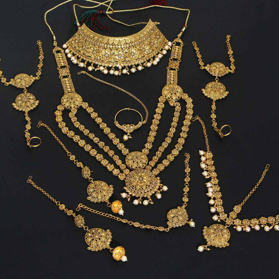 Gold Color Kundan Dulhan Set (BDL156GLD)