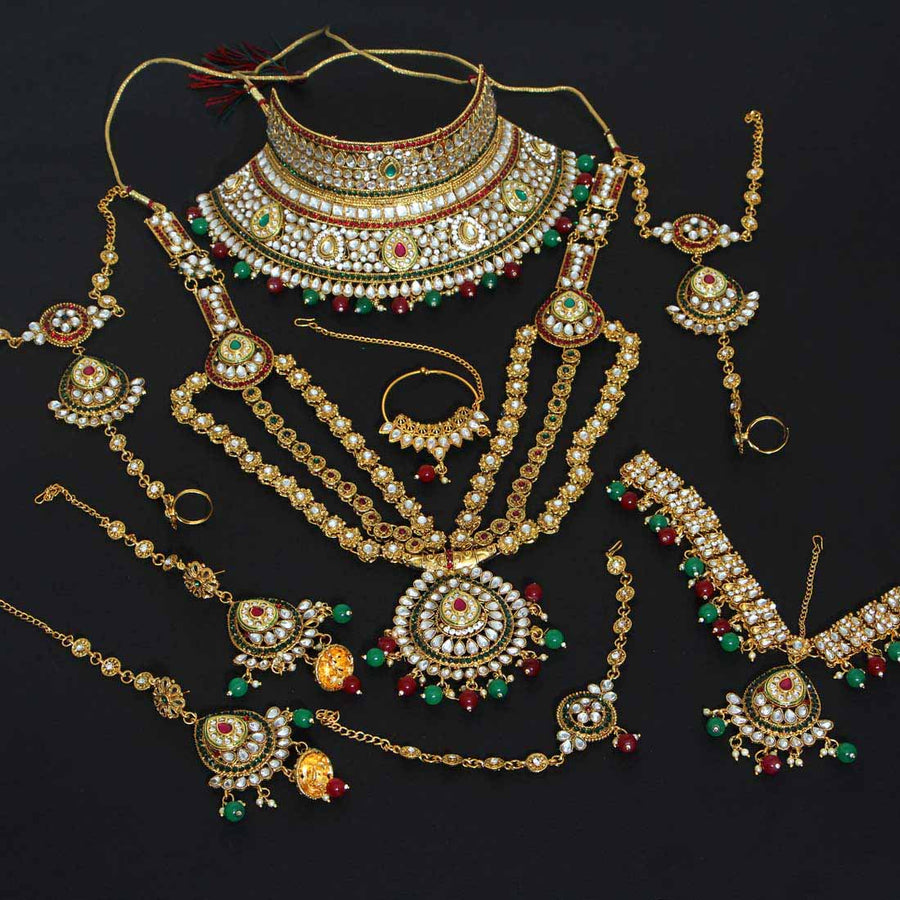 Maroon & Green Color Kundan Dulhan Set (BDL170MG)