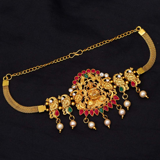 Maroon & Green Color Glass Stone Bajuband (BJB181MG)