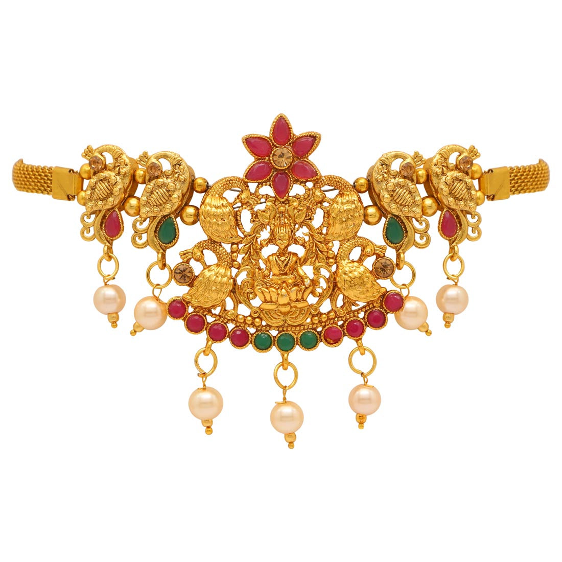 Maroon & Green Color Glass Stone Bajuband (BJB189MG)