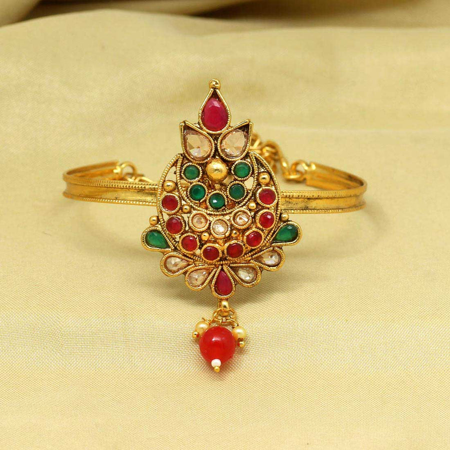 Maroon & Green Color Glass Stone Bajuband (BJB191MG)